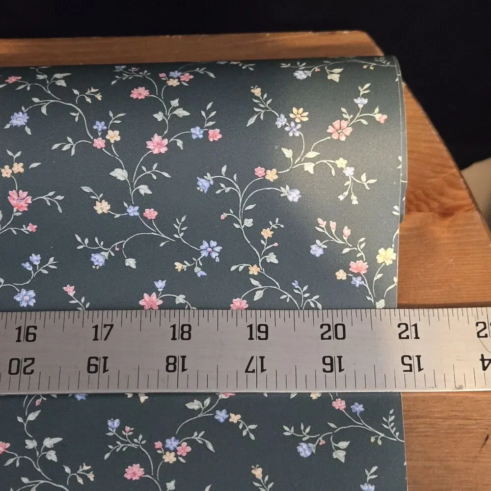 Vtg Classic Timeless Floral Wallpaper Rolls Blue Pink